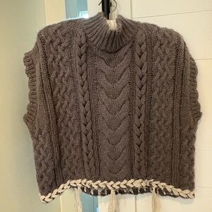 Tahari Cable Knit Turtleneck Sweater - Brown